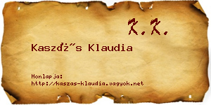 Kaszás Klaudia névjegykártya